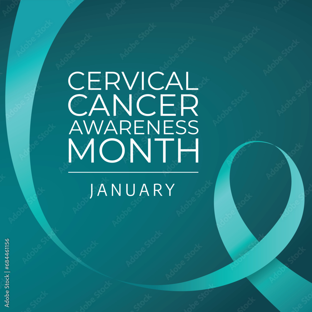 Cervical Health Awareness Month design template good for celebration usage. teal ribbon for template. ribbon vector design. cervical awareness design.