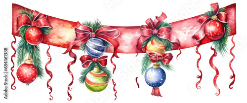 Watercolor flowers illustrations Christmas decorations clip art