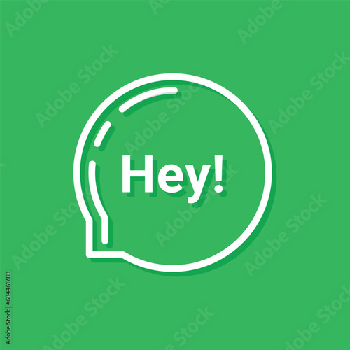 hey bubble on green background. flat linear style trend modern simple logotype art graphic design element
