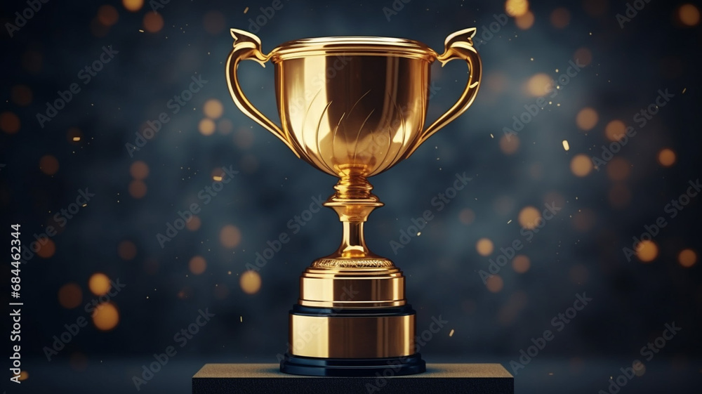 Golden trophy dark background Golden trophy dark background
