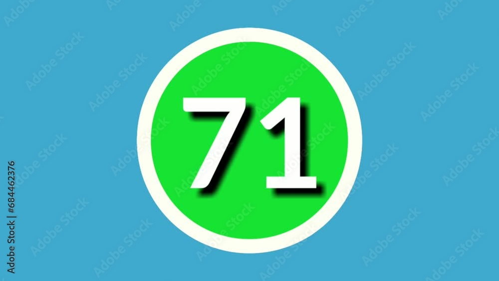 Number 71 seventy one sign symbol animation motion graphics on green sphere on blue background,4k cartoon video number for video elements Number 71 seventy one sign symbol animation motion graphics on green sphere on blue background,4k cartoon video number for video elements