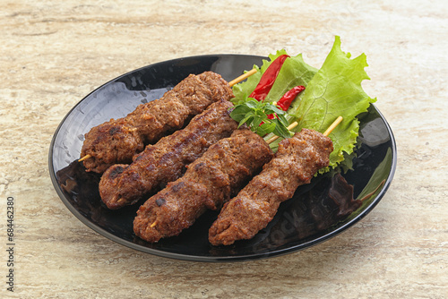 Beef kebab skewer minced meat