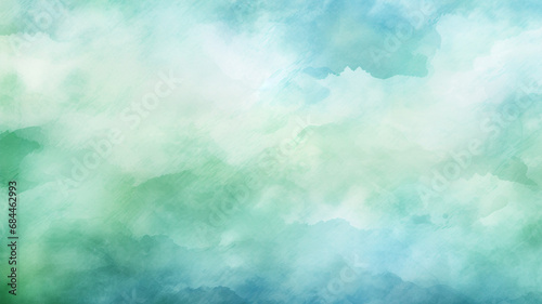 Blue and green watercolor on white background painting