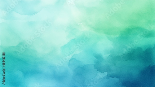Hand drawn turquoise blue green watercolor abstract background