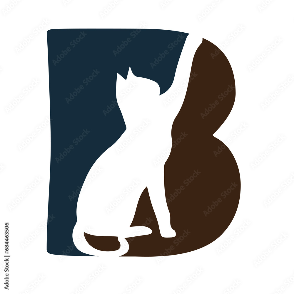 Alphabet B With Cat Logo. English Alphabet B. Children's Colored Letter ...