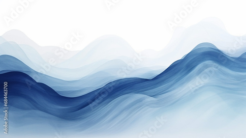 abstract indigo blue watercolor waves mountains line horizontal