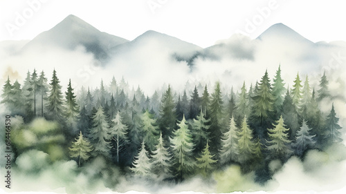 Hand drawn watercolor illustration landscape of cloud