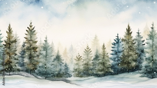 Hand drawn watercolor painting of christmas tree © BornHappy