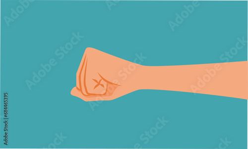 Hand in a Fist Vector Cartoon Design Background. Arm punch in defensive  fighting aggressive gesture
