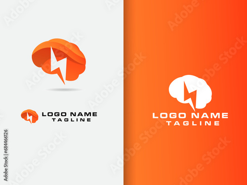 Brain energy logo design. Human brain power logo design. Human head. Brain vector art. Colorful template. Hospital. Creative design. Idea