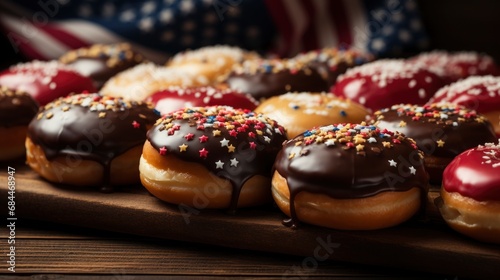 Frame Made Donuts Usa Flags Confetti , Background HD, Illustrations
