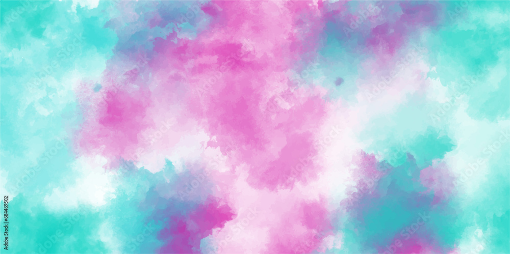 Amazing beautiful watercolor Cloud and sky with blue and purple. Beautiful abstract multicolor watercolor paint background.purple and pink shades watercolor background for vintage card, retro template