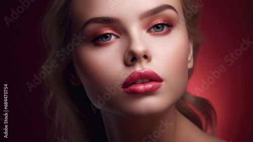 A Captivating Portrait of a  Woman with makeup and lipstick