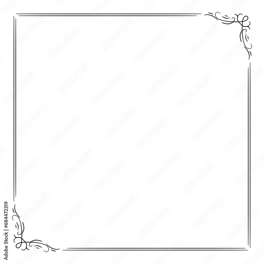 Decorative square frame. Square frame vector illustration. Suitable for wedding invitation, aesthetic decoration, social media post, banner, promotion, advertising, etc.