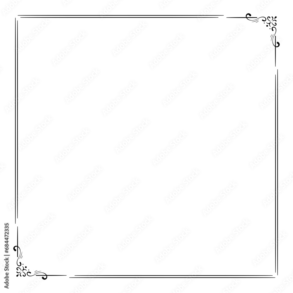 Obraz premium Decorative square frame. Square frame vector illustration. Suitable for wedding invitation, aesthetic decoration, social media post, banner, promotion, advertising, etc.
