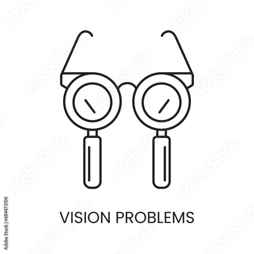 People with disabilities, vision problems, blindness and low vision line icon vector