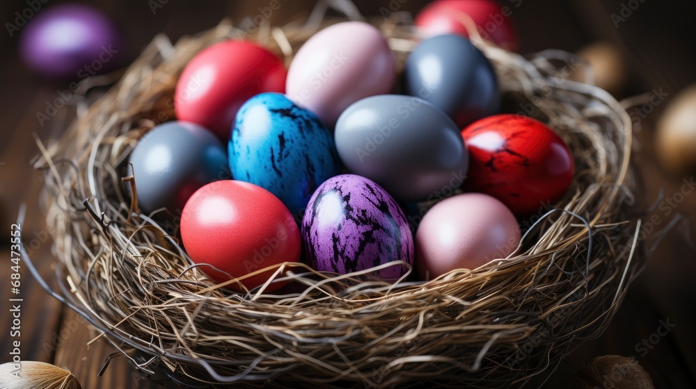 Just Painted Colorful Easter Eggs Nest , Background HD, Illustrations