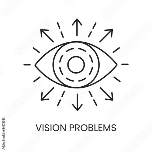 People with disabilities, vision problems, blindness and low vision line icon vector