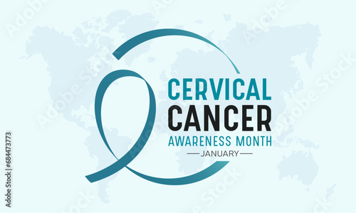 Cervical cancer awareness month is observed every year in january. January is cervical cancer awareness month. Vector template for banner, greeting card, poster with background. Vector illustration.