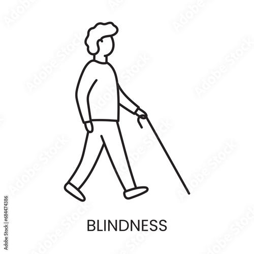 People with disabilities, vision problems, blindness and low vision line icon vector