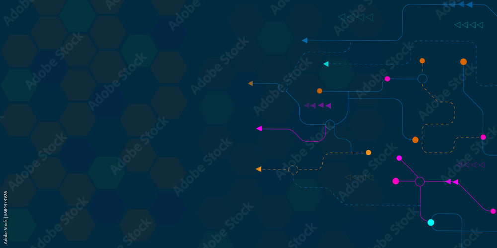 Vectors Global network connection and communication technology concept design. Abstract minimalistic background with digital lines and dots connection.  - obrazy, fototapety, plakaty 