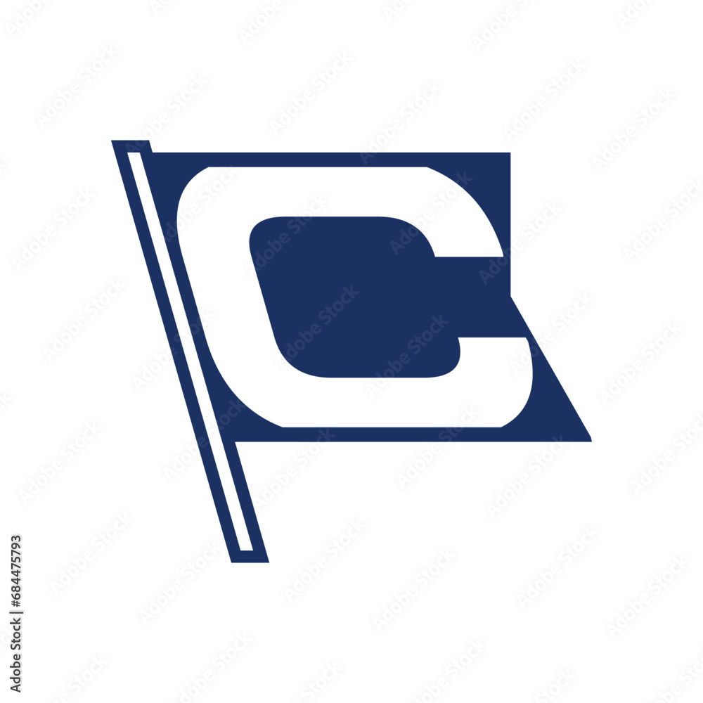 blue flag icon with the letter C blue flag icon with the letter C