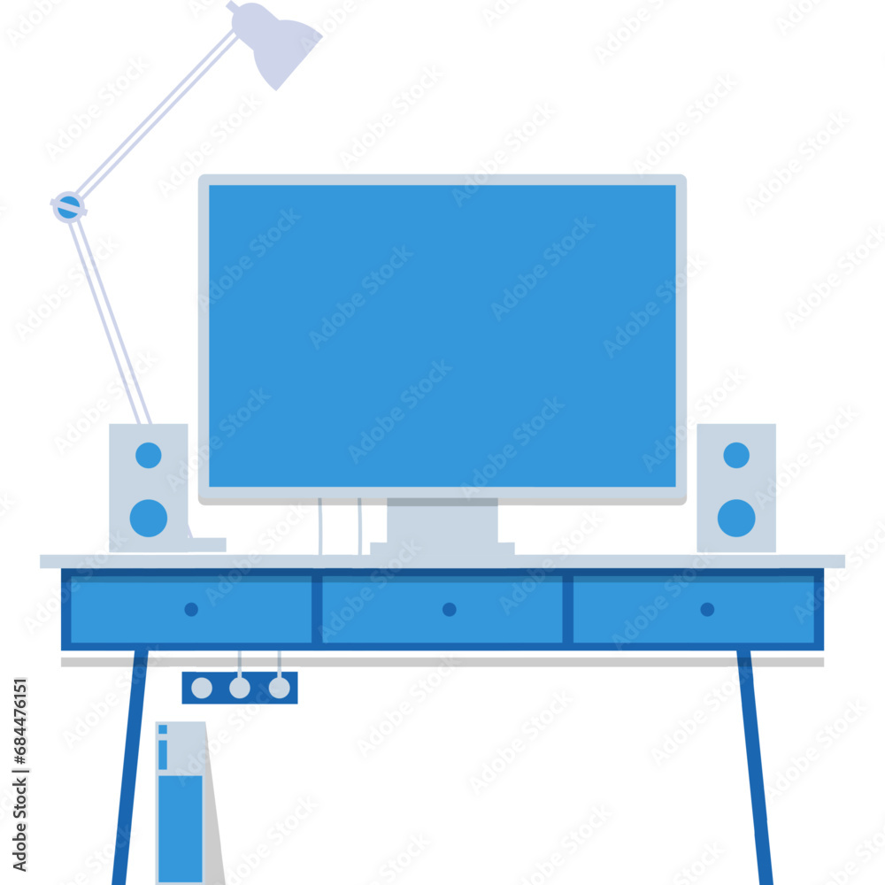 Vector work desk flat icon business interior Vector work desk flat icon business interior