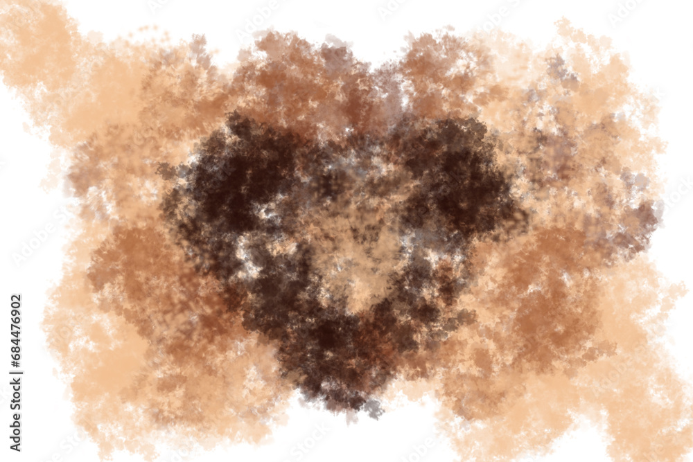 Fototapeta premium Brown love texture of watercolor background. Cloud texture, Banner, Illustration. hand-drawn