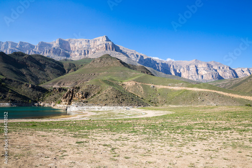 Bylym lake in the Caucasus mountains photo