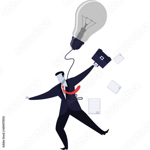Business man balance icon ropewalker flat vector