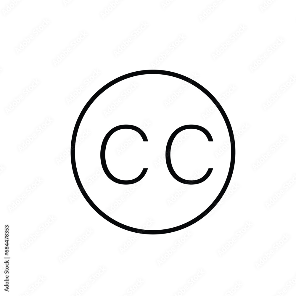 CC icon letter vector flat style