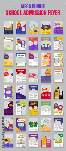set of Mega collection school admission flyer design templates,a bundle of Back to-school templates a4 size.