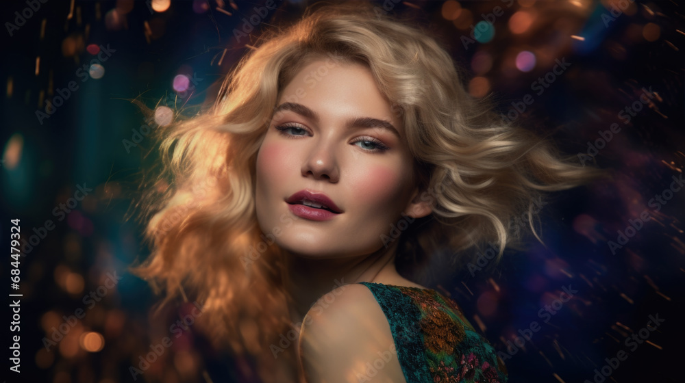 A Captivating Portrait of a Blonde Woman with Striking Red Lipstick A Captivating Portrait of a Blonde Woman with Striking Red Lipstick