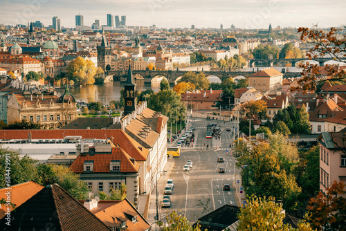Panoramic view of autumn Prague on a sunny day © Cavan