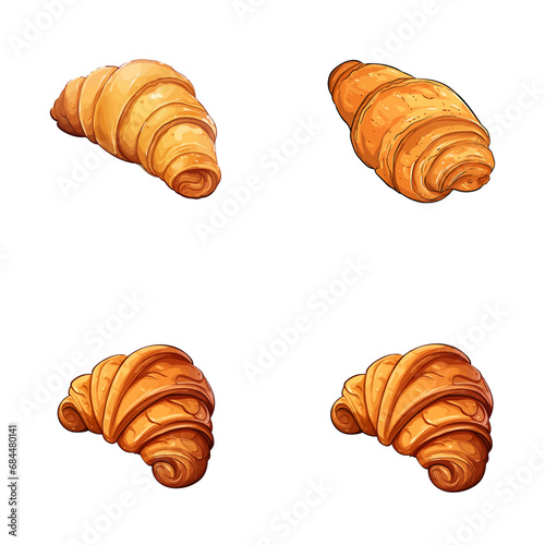 set of croissant vector illustrations