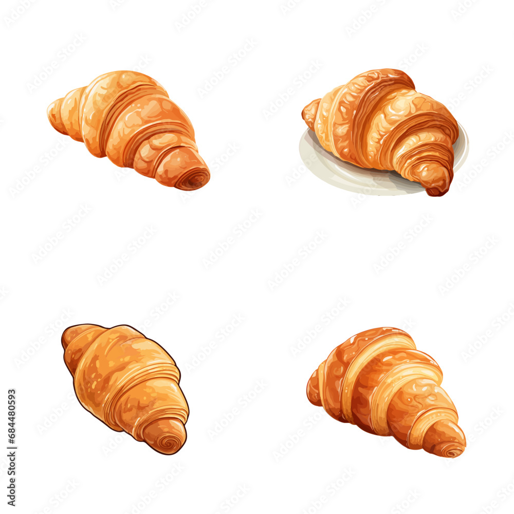 set of croissant vector illustrations set of croissant vector illustrations