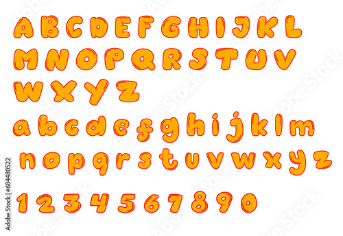 Fancy vector font. Hand drawn letters and numbers set.