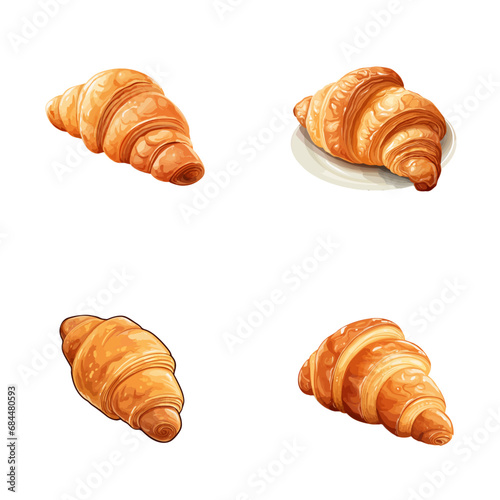 set of croissant vector illustrations