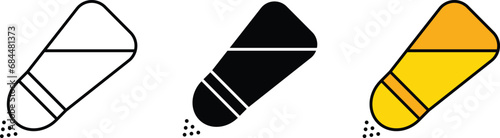 Salt shaker icons collection lined, isolated and colored version. Vector illustration