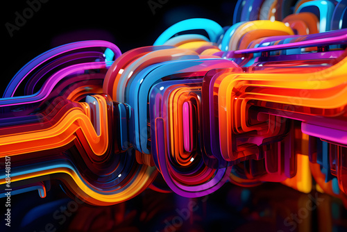 3d image of neon abstract. generative ai. photo