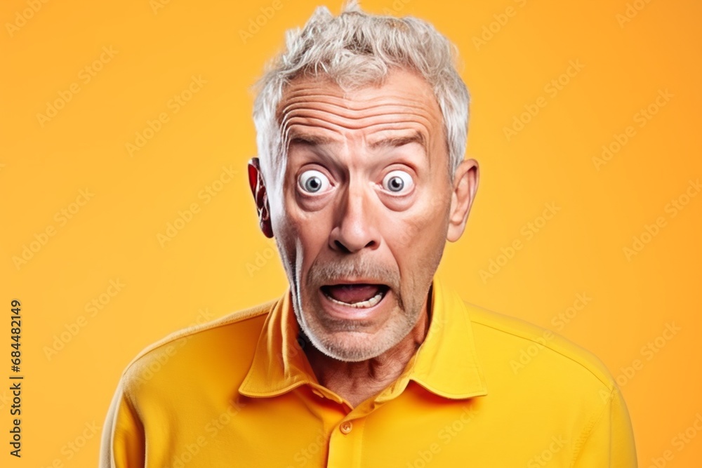 Surprised elderly caucasian man studio portrait. AI generative Surprised elderly caucasian man studio portrait. AI generative