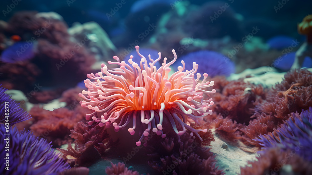 anemone actinia texture underwater reef sea coral anemone actinia texture underwater reef sea coral. generative ai.