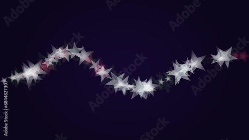 Vector Magical Glowing Background with Silver and Purple Falling Stars on Black. Christmass and New Year Poster. Glittery Confetti Frame. Sparkle Star Night Banner Design.