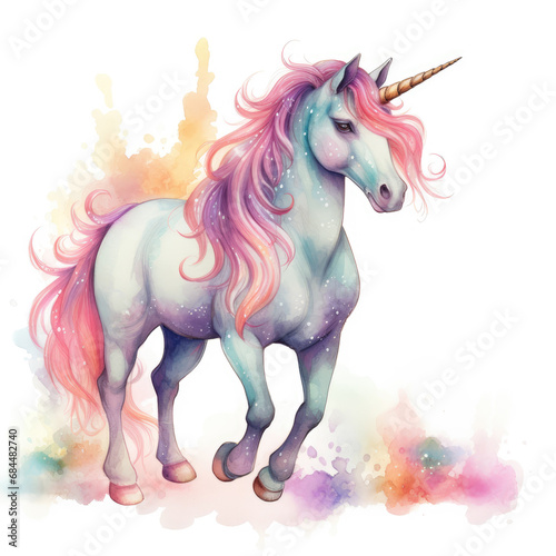 Drawing cartoon unicorn Illustration, Generative Ai