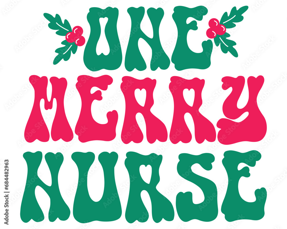 One Merry Nurse Santa Retro Best T Shirt Gift