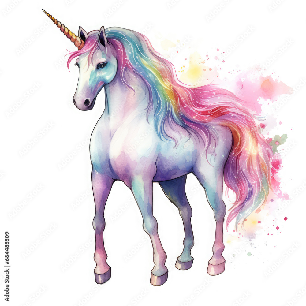 Drawing cartoon unicorn Illustration, Generative Ai