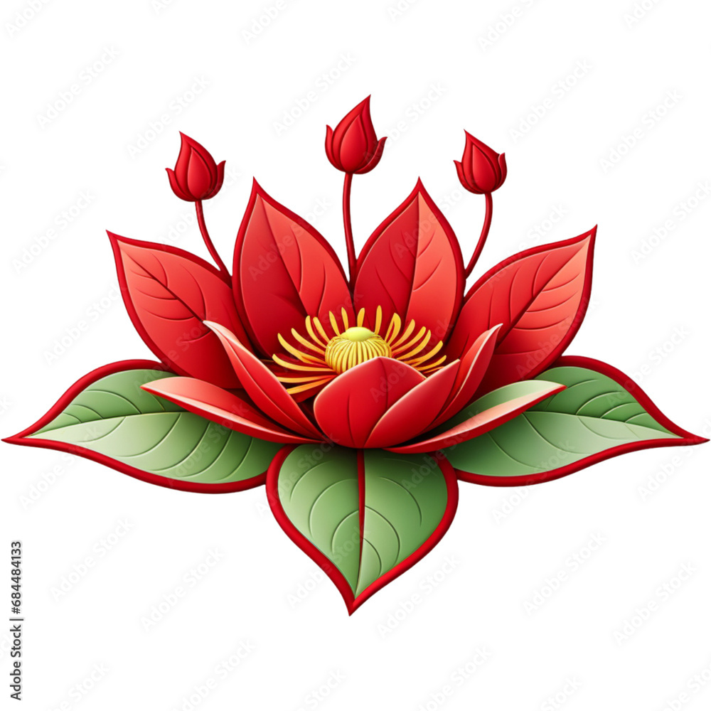 Red flower with leaves