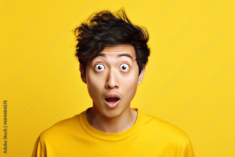 Surprised young asian man studio portrait. AI generative Surprised young asian man studio portrait. AI generative