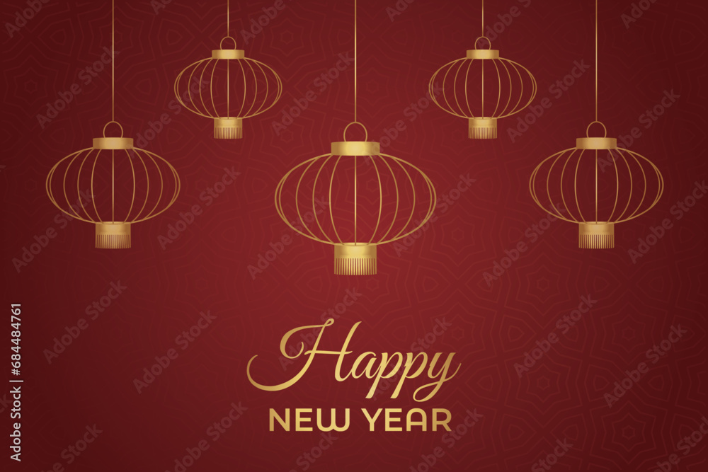 Naklejka premium Chinese New Year festival celebration, Happy New Year background decorative elements collection.