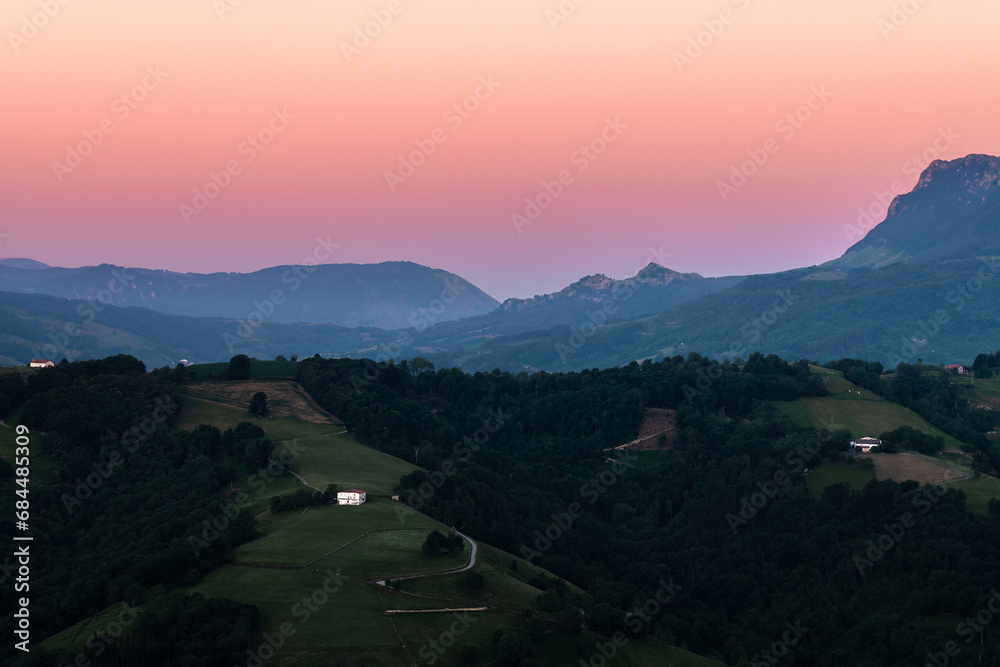 Aralar natural park at sunset, Guipuzcoa in Basque Country, Spain